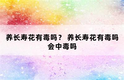 养长寿花有毒吗？ 养长寿花有毒吗会中毒吗